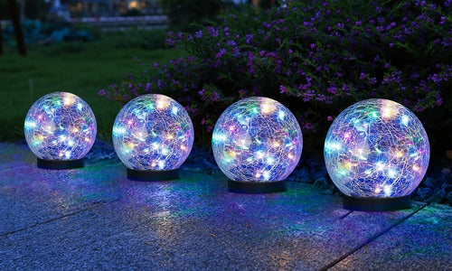 For that warm natural lights that will give your  surroundings the true feeling of home, buy our 2Pcs Solar Lights Outdoor Garden Decor Cracked Glass Ball