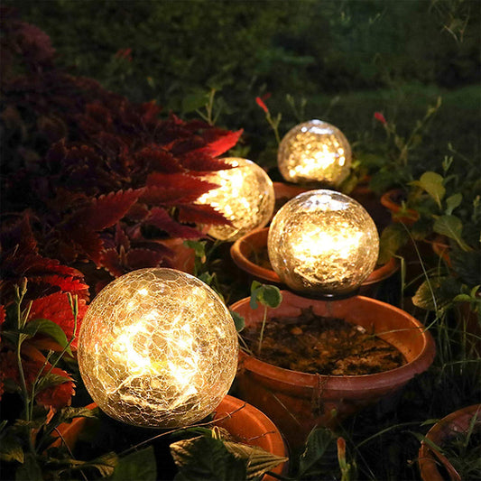 For that warm natural lights that will give your  surroundings the true feeling of home, buy our 2Pcs Solar Lights Outdoor Garden Decor Cracked Glass Ball