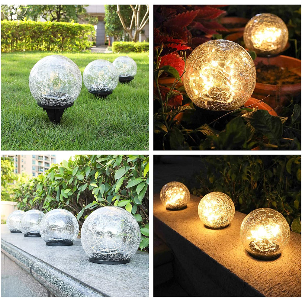 For that warm natural lights that will give your  surroundings the true feeling of home, buy our 2Pcs Solar Lights Outdoor Garden Decor Cracked Glass Ball