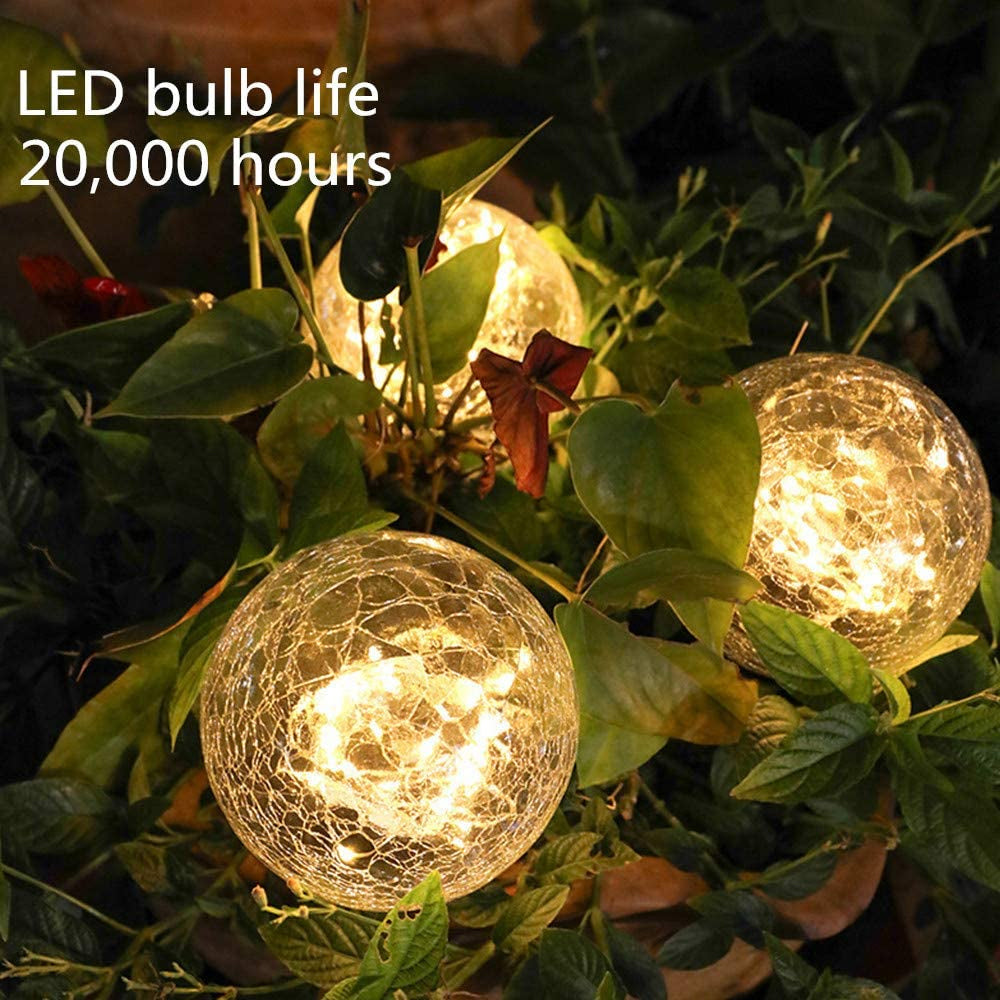 For that warm natural lights that will give your  surroundings the true feeling of home, buy our 2Pcs Solar Lights Outdoor Garden Decor Cracked Glass Ball