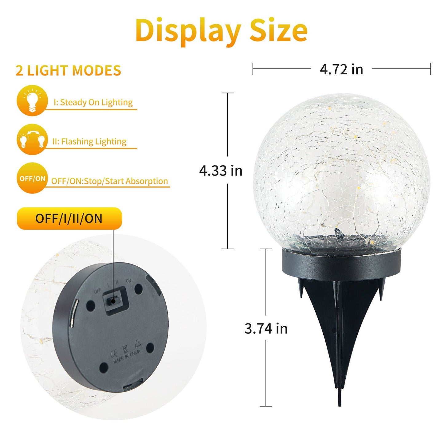 For that warm natural lights that will give your  surroundings the true feeling of home, buy our 2Pcs Solar Lights Outdoor Garden Decor Cracked Glass Ball