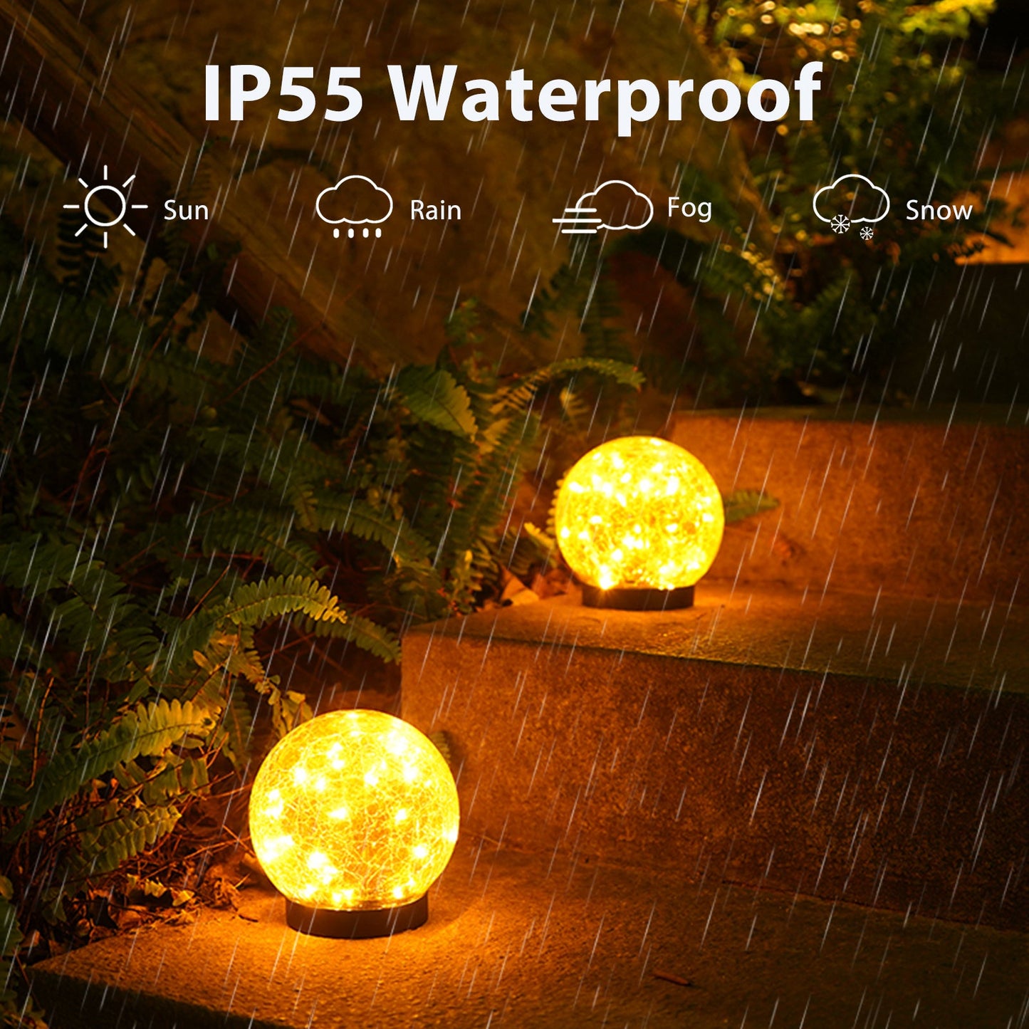 For that warm natural lights that will give your  surroundings the true feeling of home, buy our 2Pcs Solar Lights Outdoor Garden Decor Cracked Glass Ball