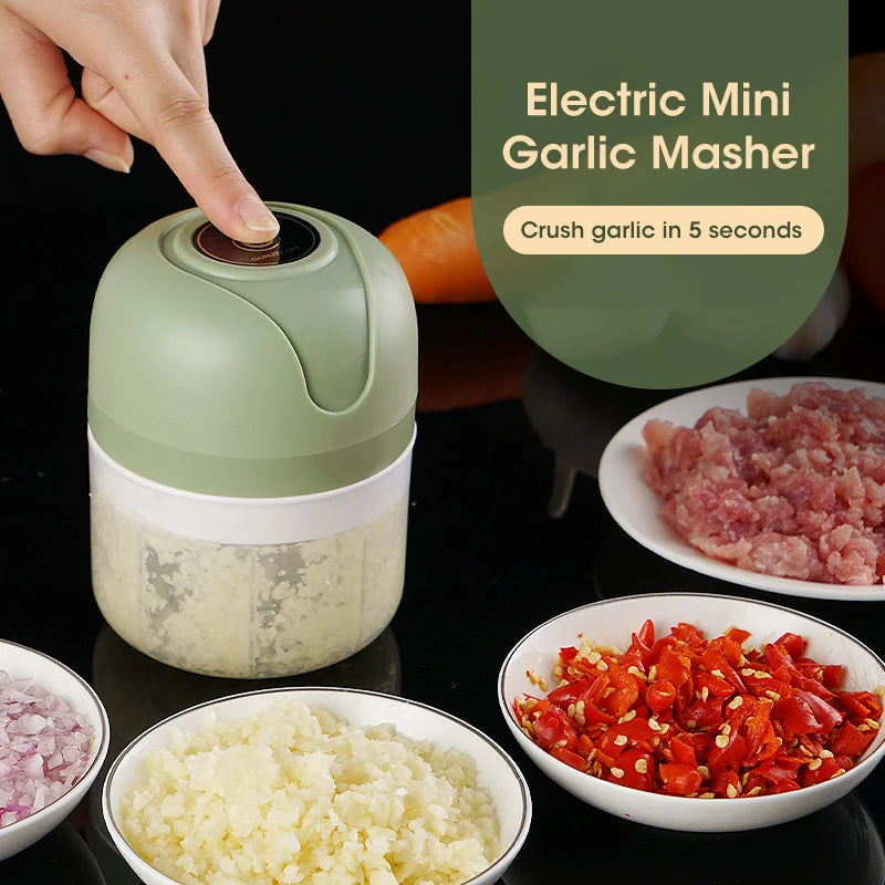 Want to get that garlic crushed without messing up your well-manicured fingers? Use our 250ml Garlic Masher Crusher Electric Kitchen Food appliance