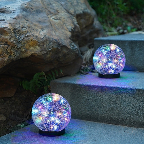 For that warm natural lights that will give your  surroundings the true feeling of home, buy our 2Pcs Solar Lights Outdoor Garden Decor Cracked Glass Ball