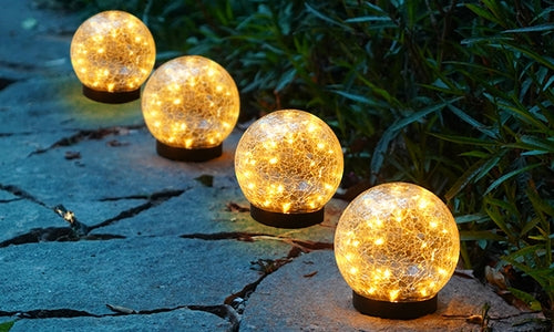 For that warm natural lights that will give your  surroundings the true feeling of home, buy our 2Pcs Solar Lights Outdoor Garden Decor Cracked Glass Ball